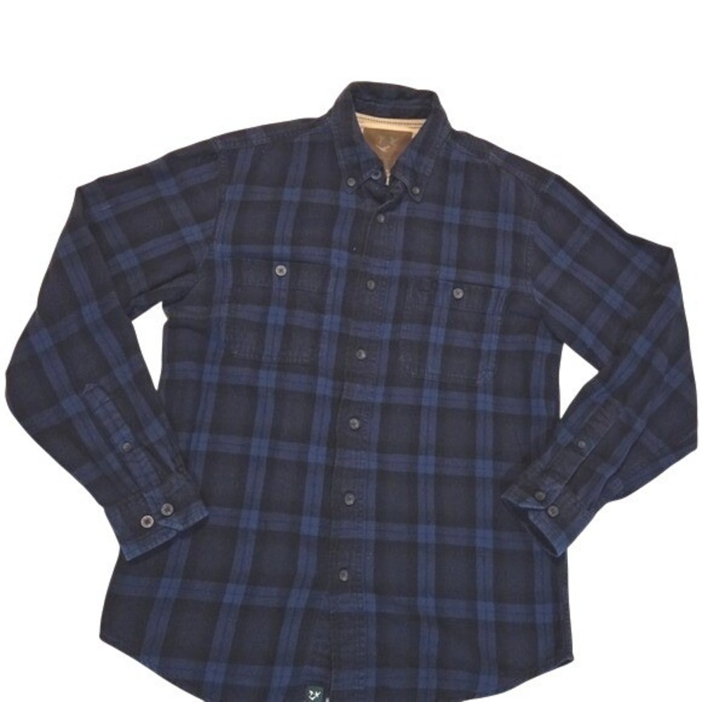 Outdoor Life 100% Cotton Black And Blue Flannel Button Up Men's Small Gorpcore